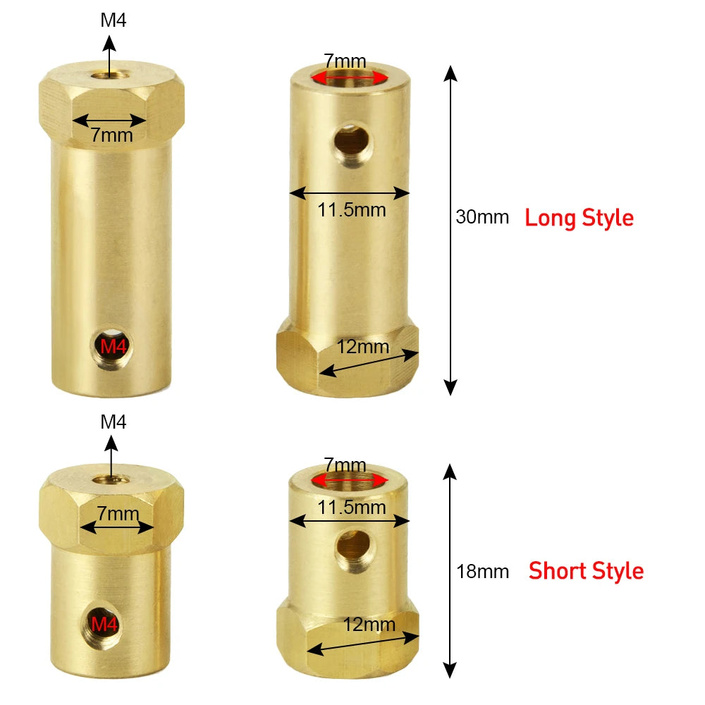 AXSPEED 4PCS 12mm Wheel Hex Coupling Coupler Brass Sleeve Ad