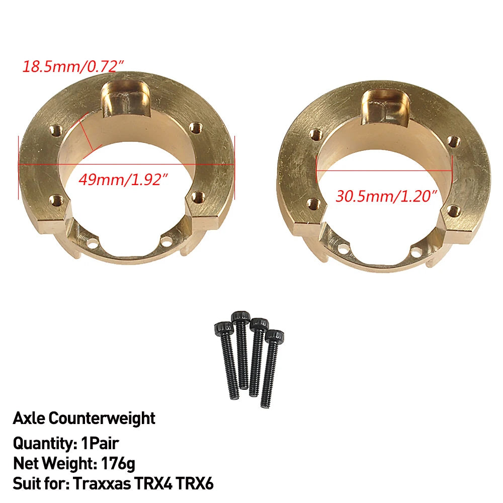 AXSPEED Heavy Brass Counterweight Portal Axle Housing Diff Cover Bumper Mount for 1/10 RC Crawler Car TRX4 TRX6 Parts
