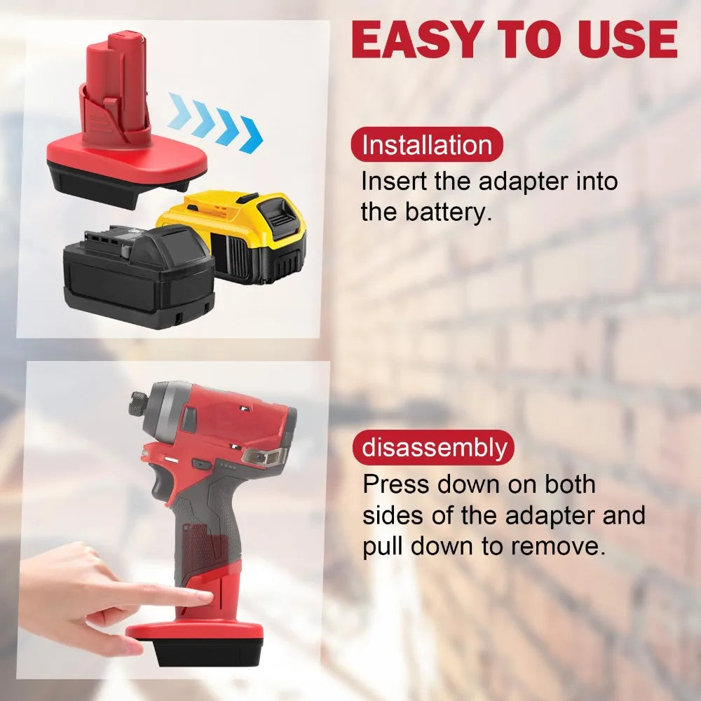 DM20M12 Adapter for Milwaukee M18 18V for DeWalt 20V Lithium