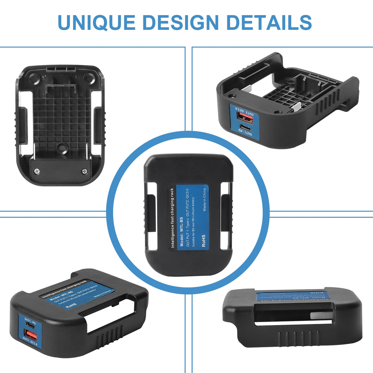 Fast Phone Charger Rack for Bosch 18V 14.4V Battery to Conve