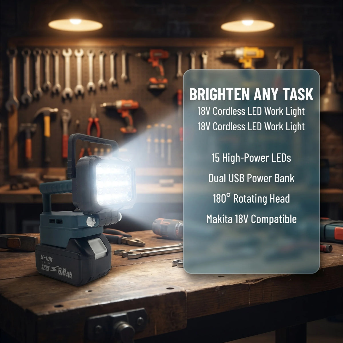 3/4/5/8 inch LED Work Light For Makita 18 V Battery Cordless