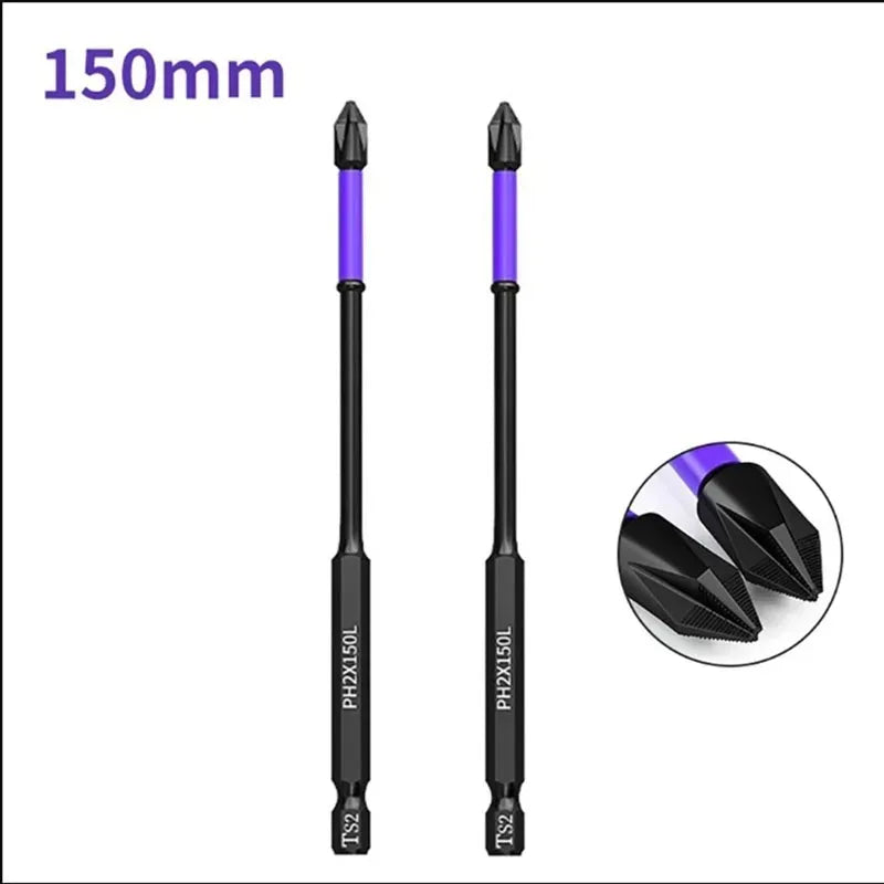 Magnetic D1 Anti-shock Batch Head High Hardness Non-Slip Impact Bits Cross 25/50/65/70/90/150mm Ph2 Screwdriver Set