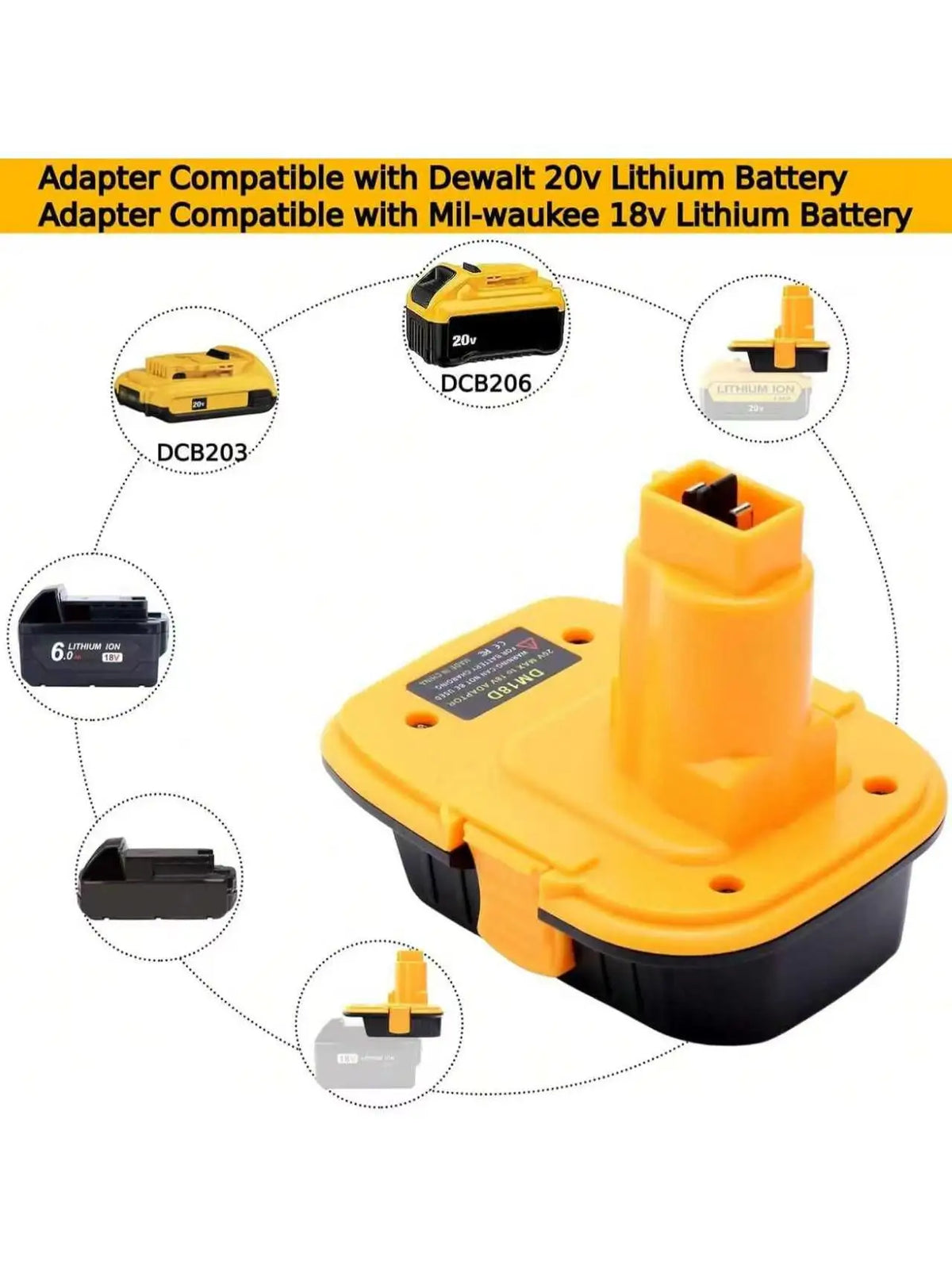 2-Pack DM18D Adapter Compatible with De-walt 18V Tools Adapt