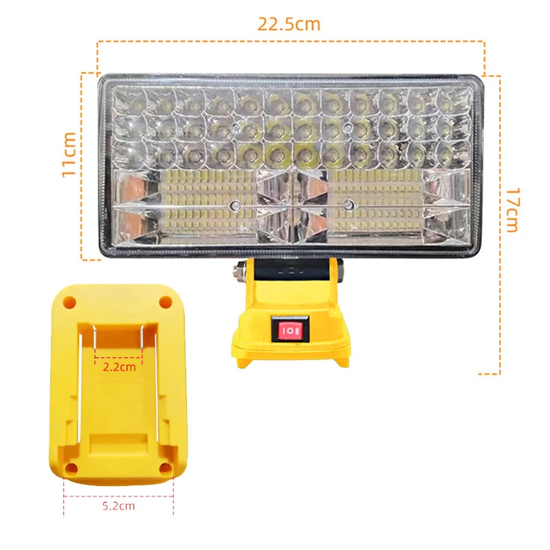 Power Tool Accessories 8 Inch Work Light for Dewalt 18V 20V Battery LED Spotlight USB Outdoor Fishing Jobsite Emergency Lighting