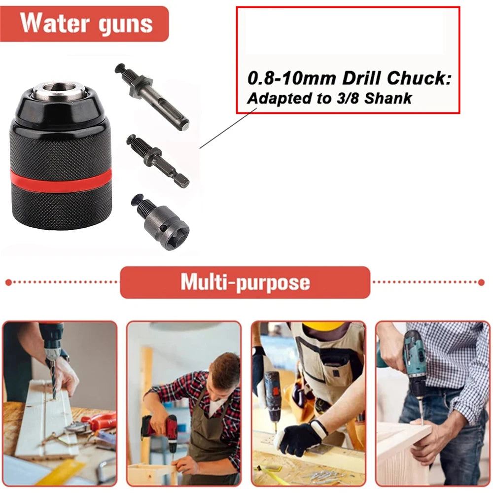 4pcs/set 0.8 10mm Ratchet Self-locking Drill Chuck 3/8-24UNF