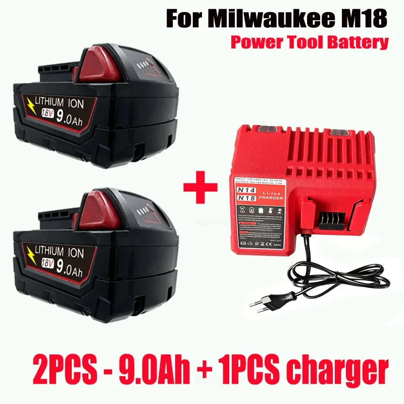 New Style For Milwaukee M18 Power Tool Battery Charger 18V 6000mAh M18B5 48-11-1860 18650 Battery 6.0Ah 9.0Ah 12.0Ah