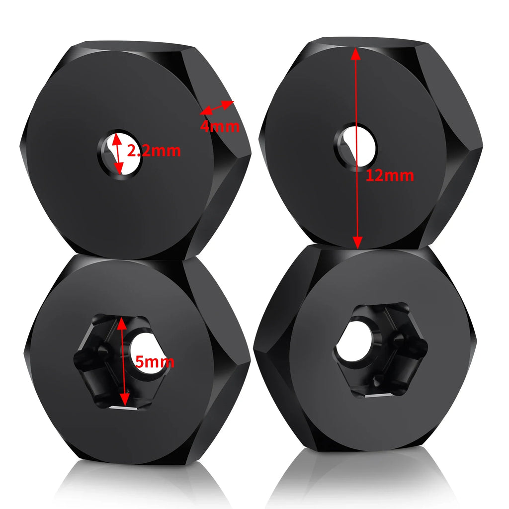 AXSPEED 4Pcs Aluminum 5mm to 7mm / 5mm to 12mm Wheel Hex Hub Adapters Conversion for WPL D12 2WD 1/10 RC Truck Upgrade Parts