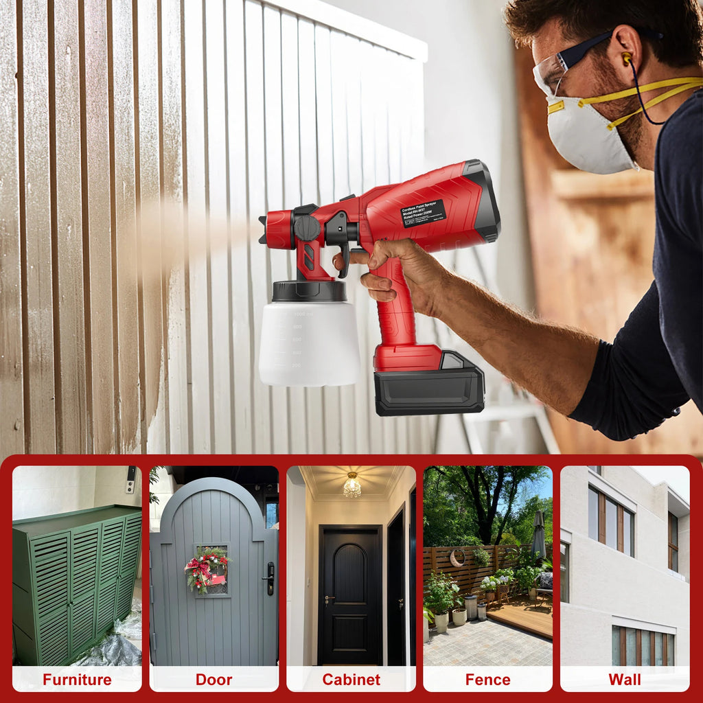 1000ML Cordless Spray Gun For Milwaukee 18V Battery Electric