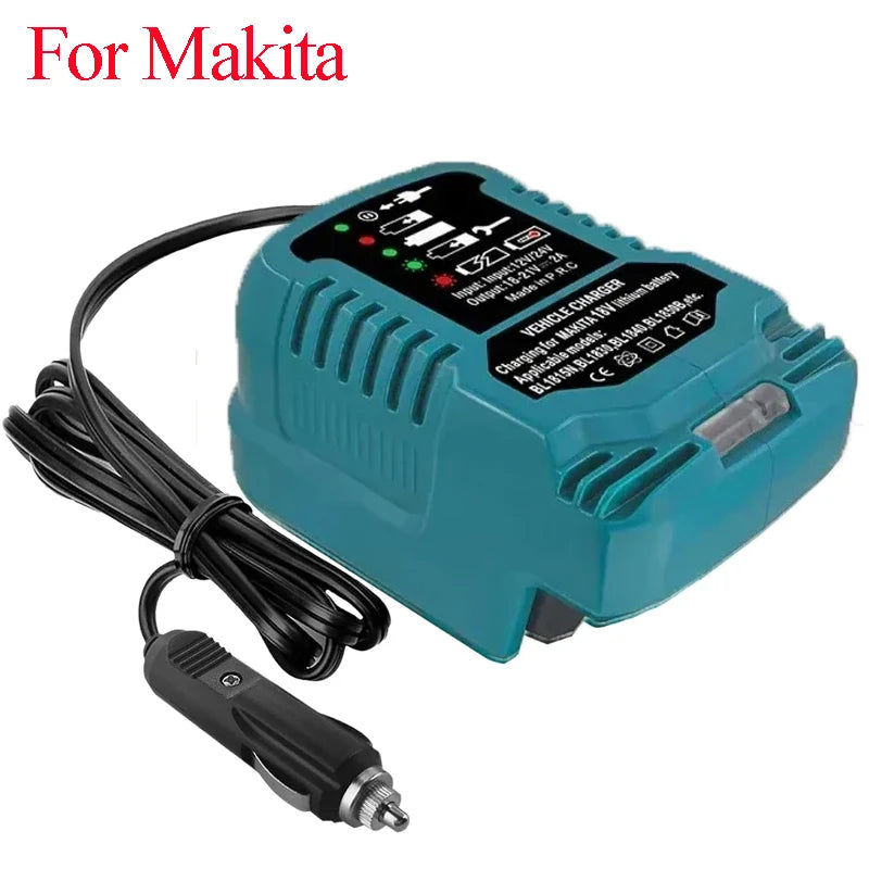 Power Tool Accessories DC 12V 24V Cigarette Lighter Plug Li-ion Battery Car Charger LED For Makita 18V Battery BL1860 BL1830