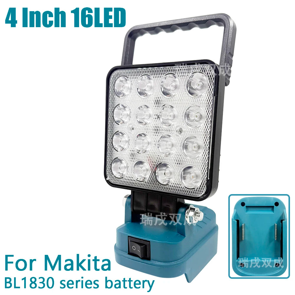 Power Tool Parts for Makita 18V Lithium Battery LED Work Lights Handheld Lamp Spotlights Flashlight Hand Lantern 2 USB Charger