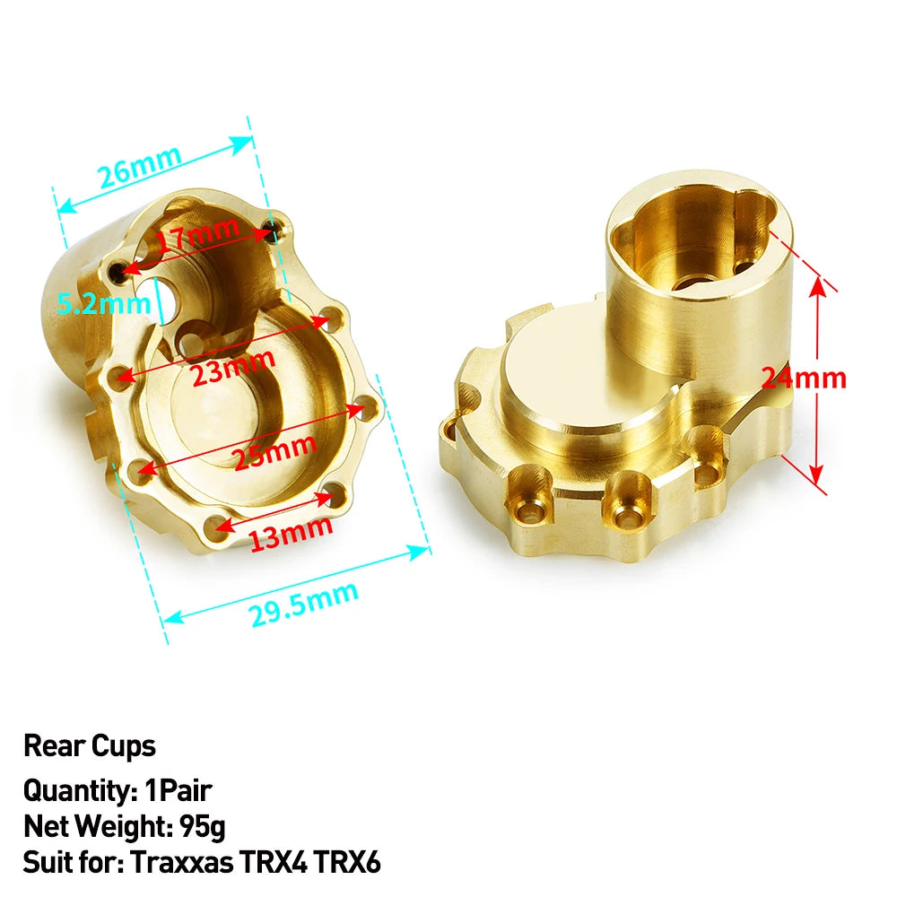 AXSPEED Heavy Brass Counterweight Portal Axle Housing Diff Cover Bumper Mount for 1/10 RC Crawler Car TRX4 TRX6 Parts