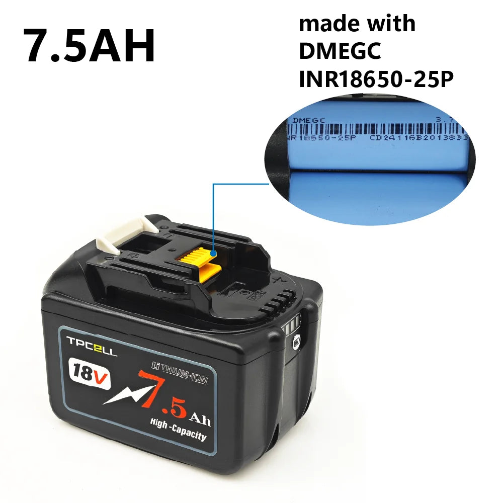 TPCELL 18V 7.5AH/9AH For Makita 18V Battery Power Tools Li-ion Replacement LXT BL1850 BL1840 for 18 V Screwdriver with bms