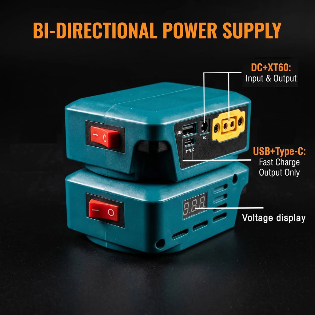 Power Bank for Makita/Dewalt/Milwaukee 18V Lithium Batteries
