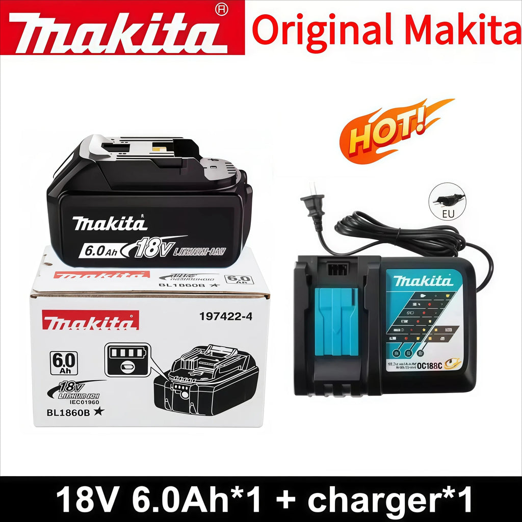 100% Original Makita Battery 18V 6.0Ah Rechargeable Battery Replacing Makita BL1830B L1840B L1850B L1860B Power Tool Battery