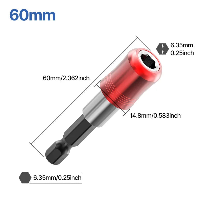 LIDIAO Magnetic Hex Bit Extension Bar Hexagonal Handle Red Three Piece Set Quick Release Self-locking Extension Rod Screwdriver