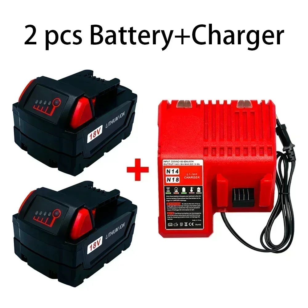 18V For Milwaukee M18 Power Tool Battery Charger BR XC 18V 12800mAh M18B5 48-11-1860 Built-in 18650 Battery