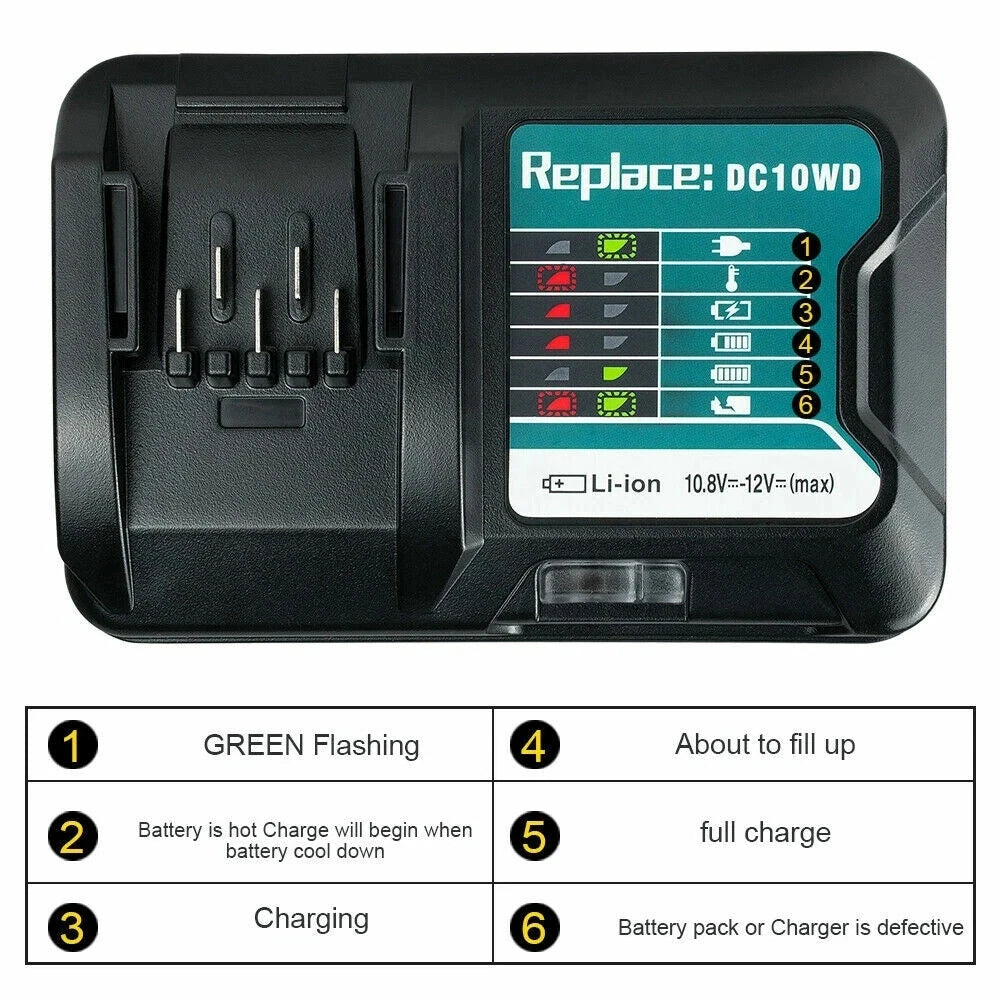 DC10WD Li-Ion Battery Fast Charge For Makita 10.8V 12V Tool 