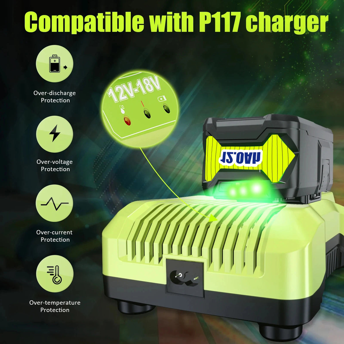 GOOD 18V for Ryobi P108 Battery Replacement Li-ion Battery P