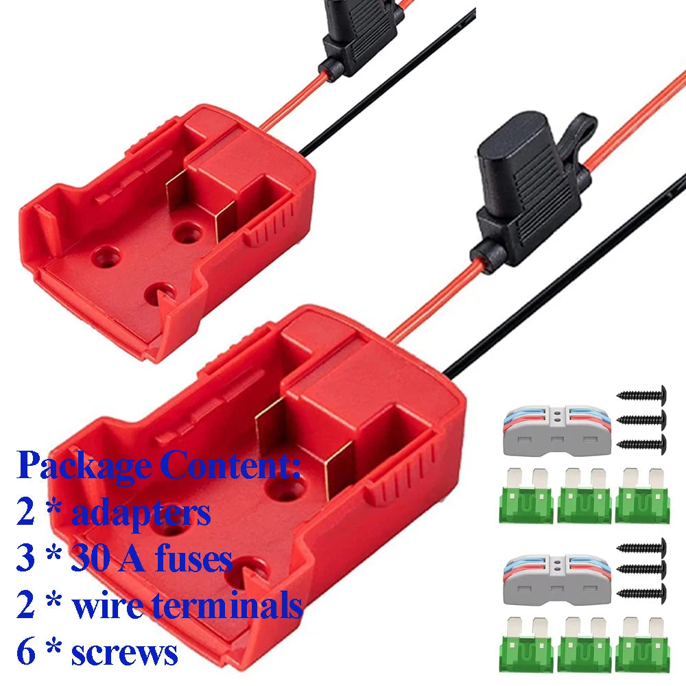 2PCS Tool Parts For M18 Power Wheel Adapter For Milwaukee Lithium Battery Case Converter 18V Li-ion Cell Pack Kit 12 AWG Wire