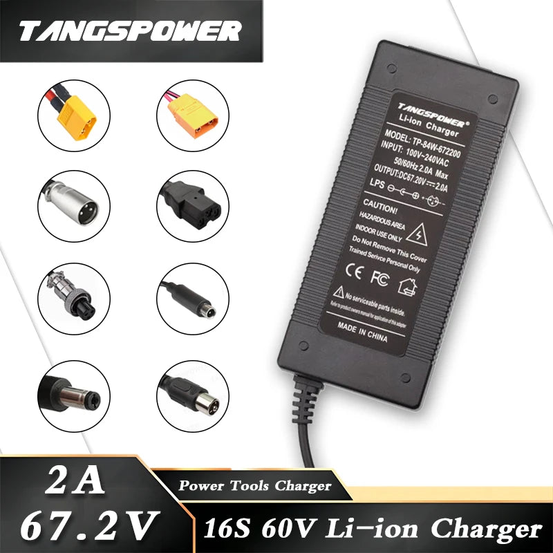 67.2V 2A Lithium Battery Charger 16S 60V Li-ion Battery Pack