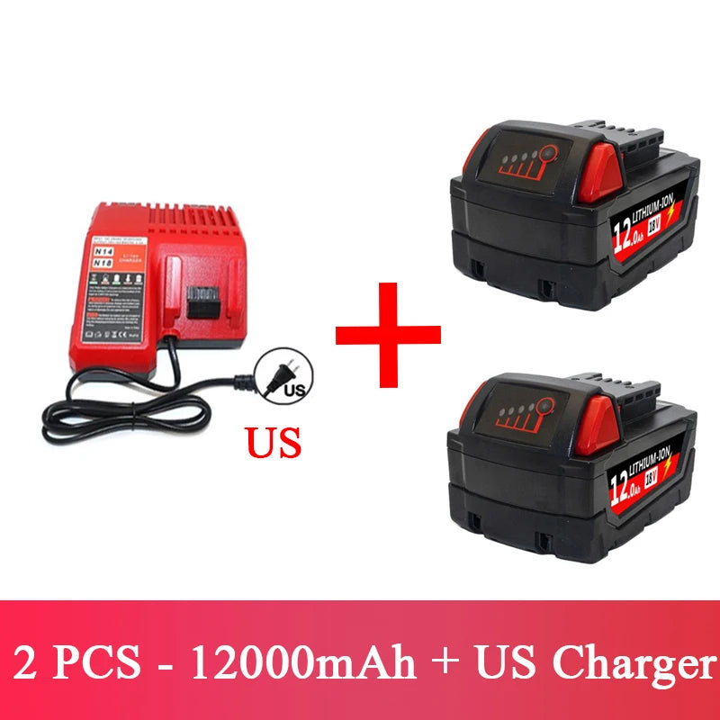 For Milwaukee M18 Power Tool Battery Charger BR XC 18V Milwaukee M18B5 48-11-1860 Built-in 18650 Battery 6.0Ah/9.0Ah/12.0Ah