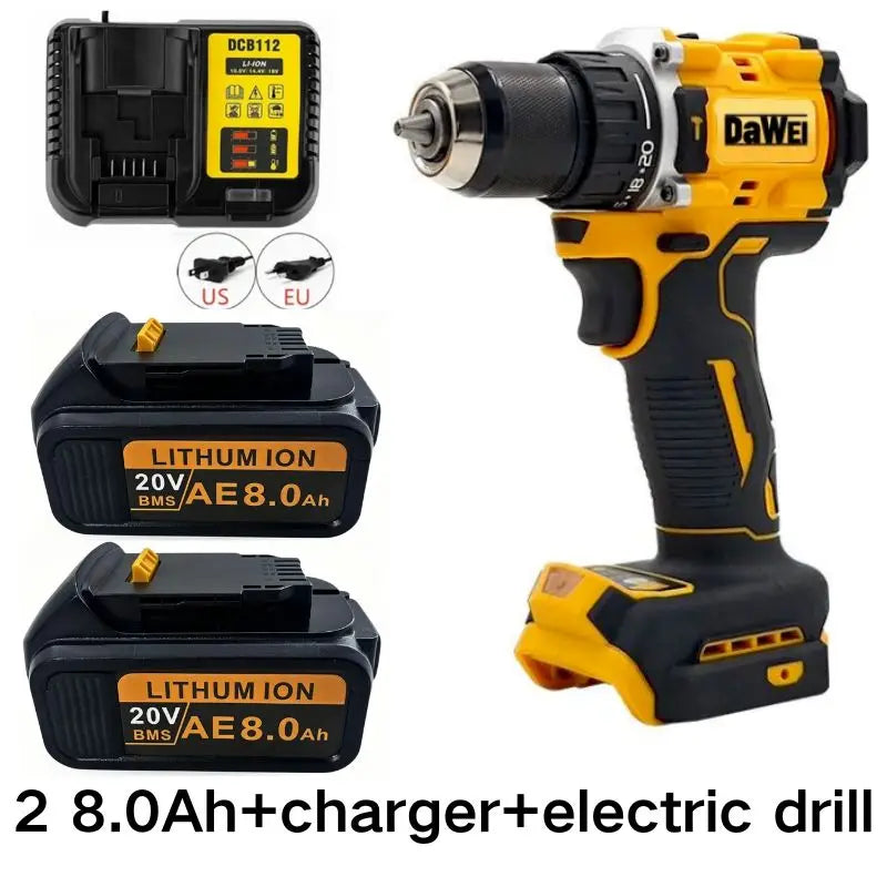 20V For DeWalt 12Ah/9Ah/8Ah/6Ah/3Ah Li-lon Battery Replacement DCB DCD DCF DCG series Power Tools+charger+electric drill