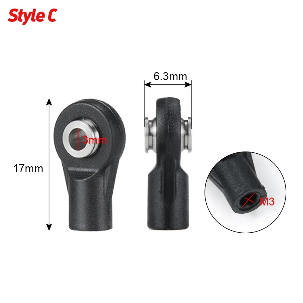 AXSPEED 10Pcs M3 Ball Joint Link Bar Rod End Plastic Ball Head Tie for Axial SCX10 90046 D90 TRX4 TRX6 1/10 RC Crawler Car