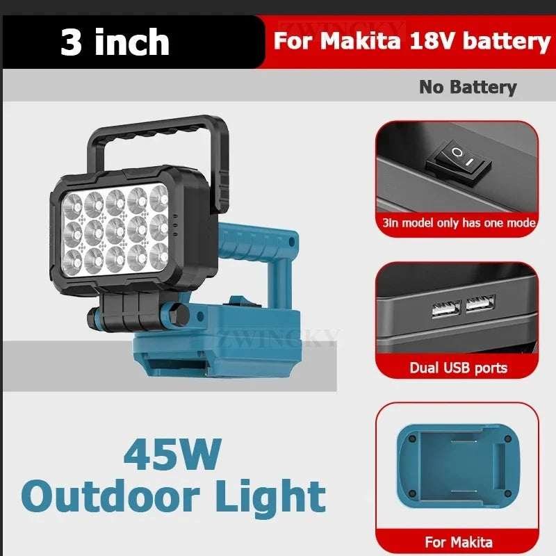 For Makita 18V Li-ion Battery Tool Accessories LED Working Light Lamp Flashlight Torch Spotlight Emergency Tool Light No Battery