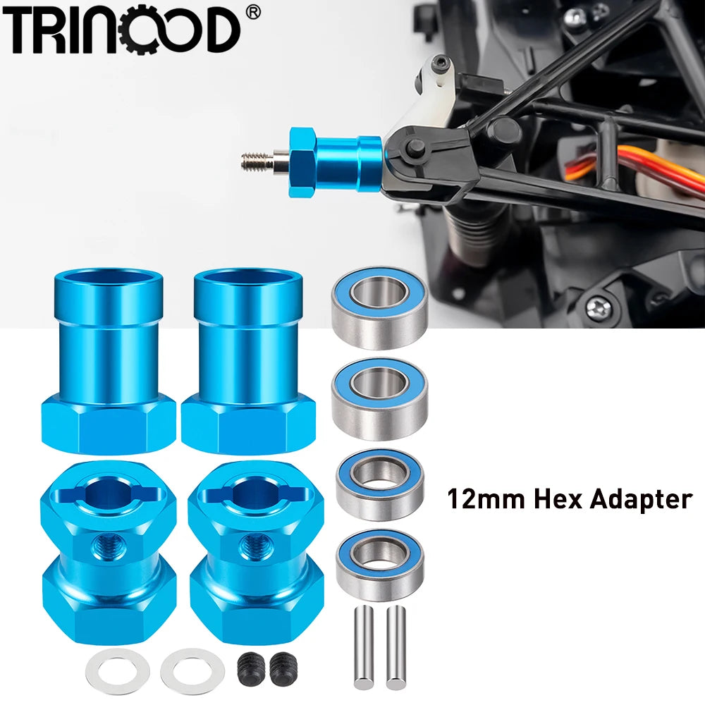 TRINOOD 4Pcs Alu Alloy 12mm Wheel Hex Hub Adapter for Tamiya
