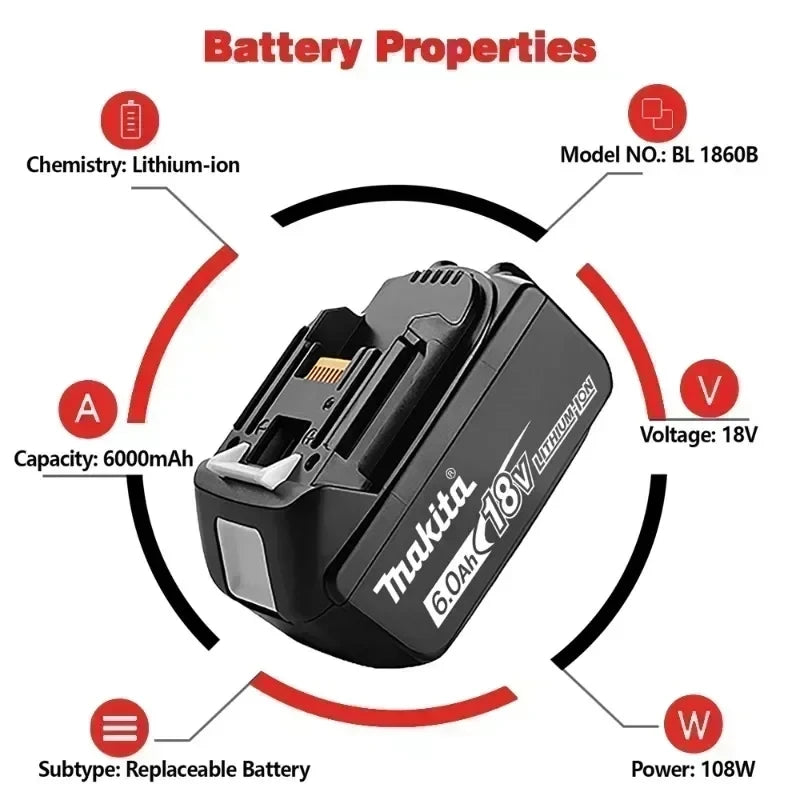 Genuine 6AH Makita BL1860 6Ah Battery Power Tools Li-ion Rep