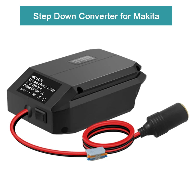 DC 18V to 12V Step Down Converter for Makita Battery Power Wheel Adapter DIY Cigarette Lighter Car Regulator Power Tools