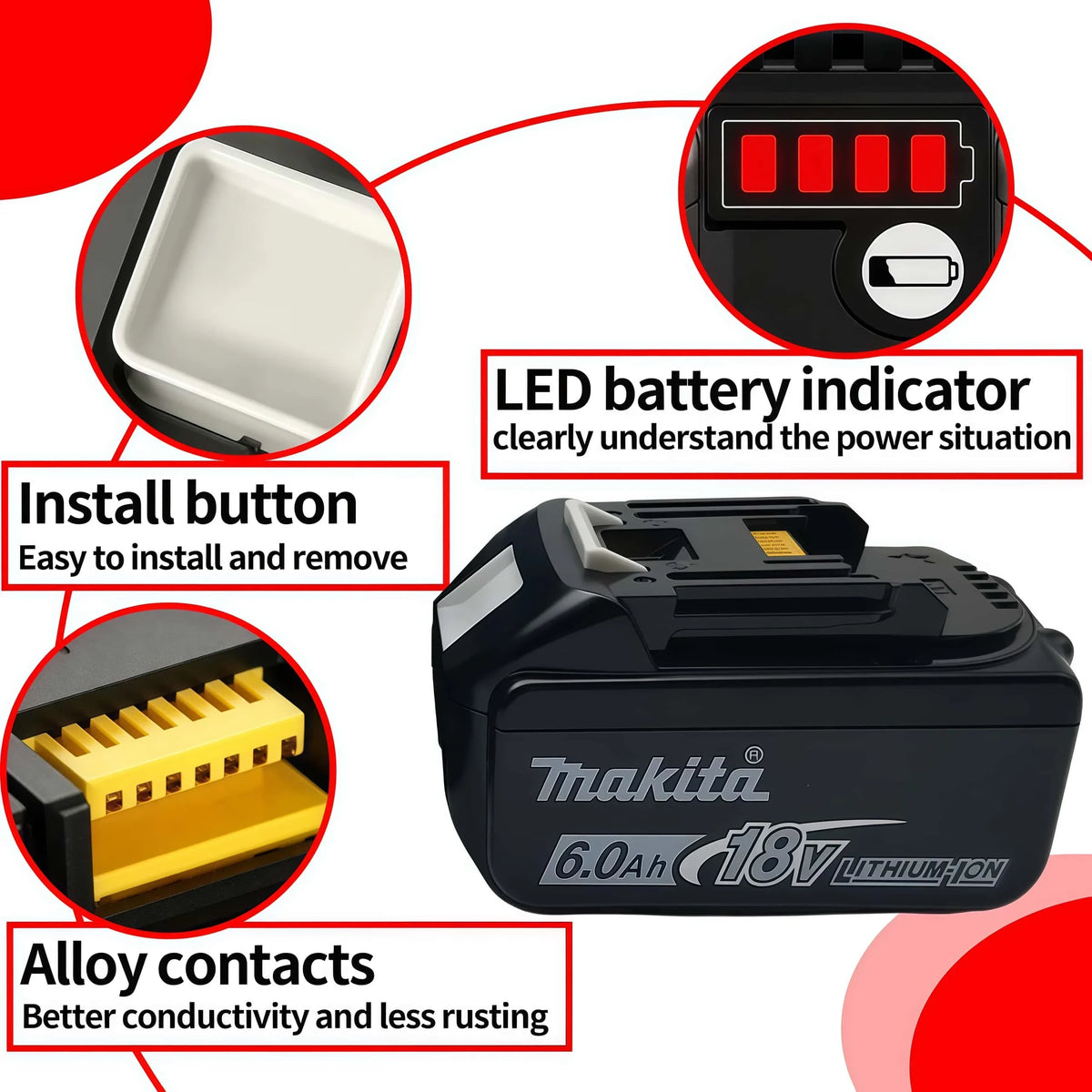 Genuine 6AH Makita BL1860B 6Ah Battery Power Tools Li-ion Re