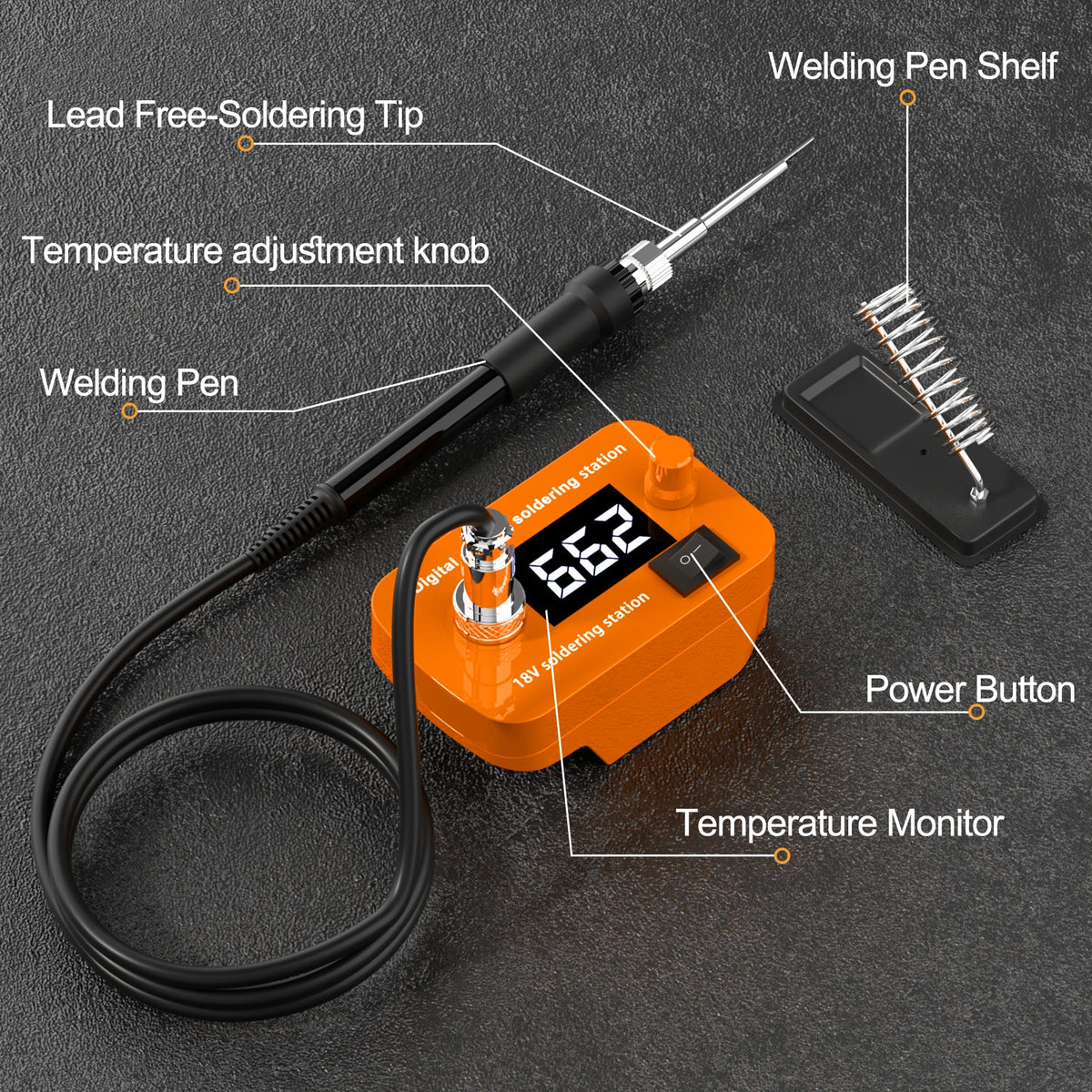 Cordless Soldering Iron Tool 0-500 Temperature Adjustable El