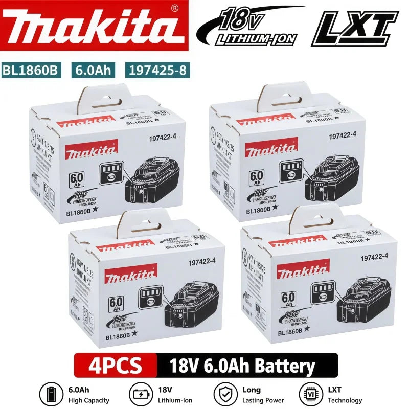 Genuine BL1860B 18V 6.0Ah Li-ion Battery for Makita 18V LXT Cordless Drill Driver Wrench Saw Power Tool with LED Indicator