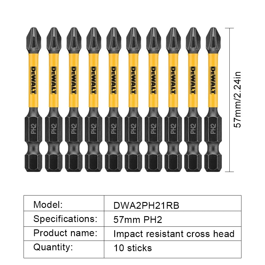 DEWALT 2/5/10PCS PH2 57mm Impact Screwdriver Bits Phillips B
