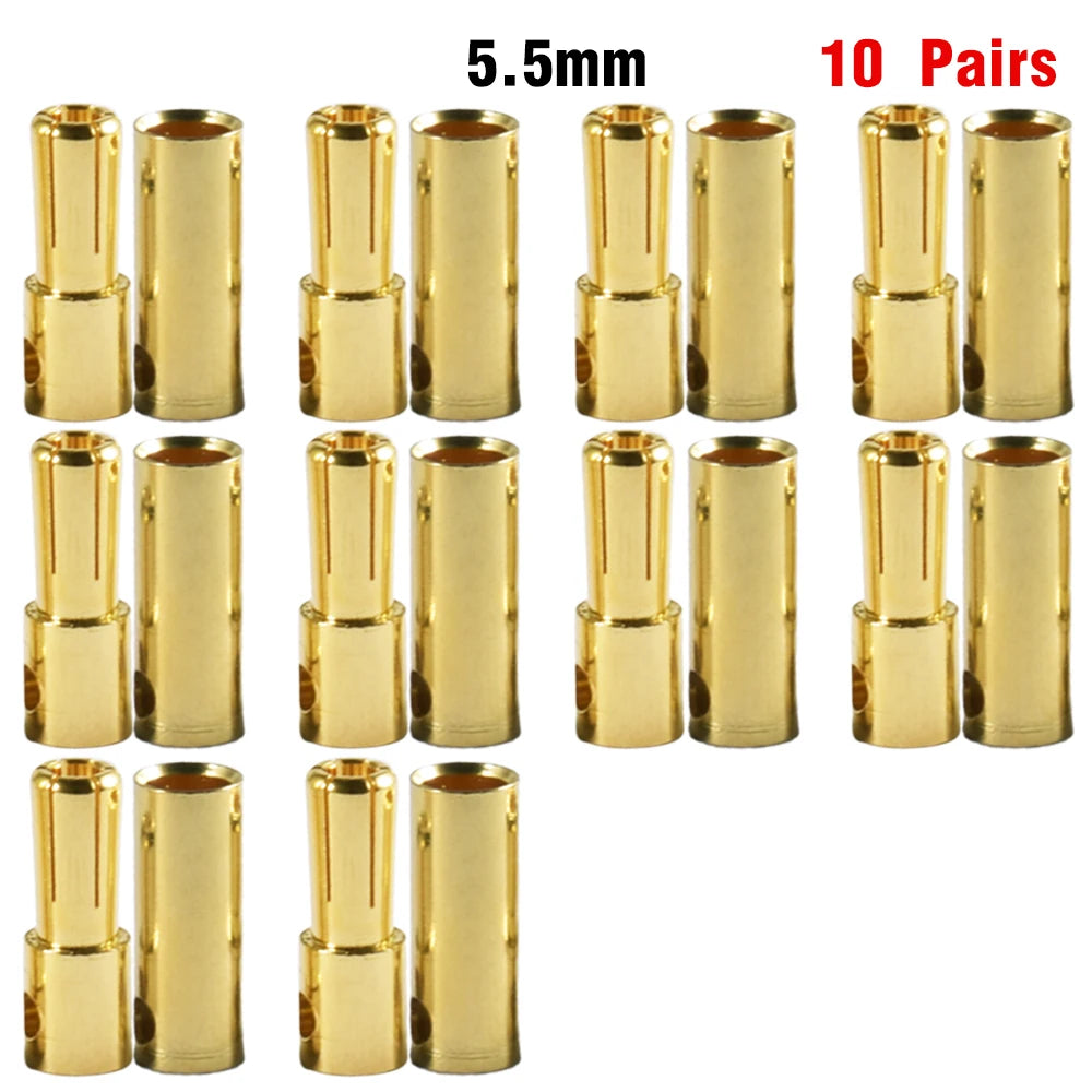 9IMOD 5/10Pair RC Bullet Connectors 2/3/3.5/4.0/5/5.5/6/8mm Male Female Banana Bullet Connector Plug Gold-plated Adapter
