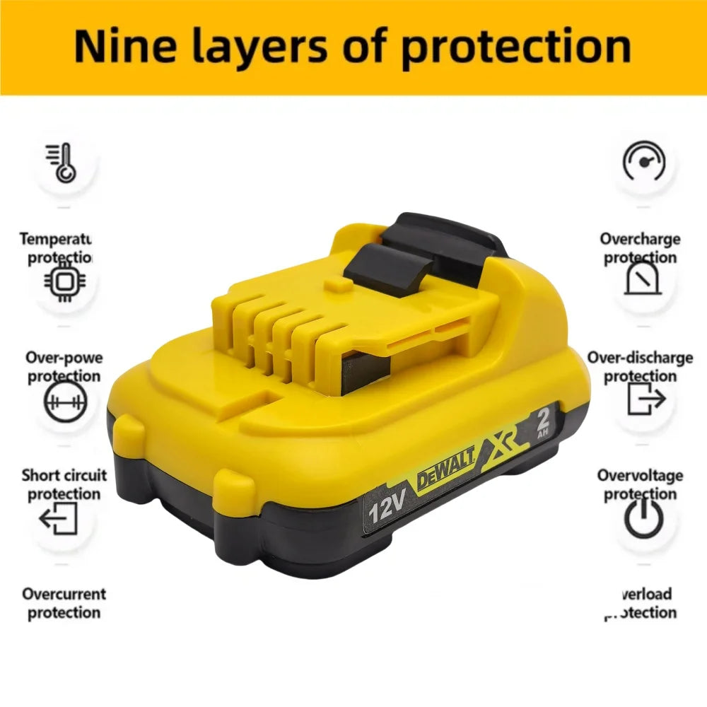 Rechargeable 2Ah Lithium-ion Battery for DeWalt 12V Tools Co