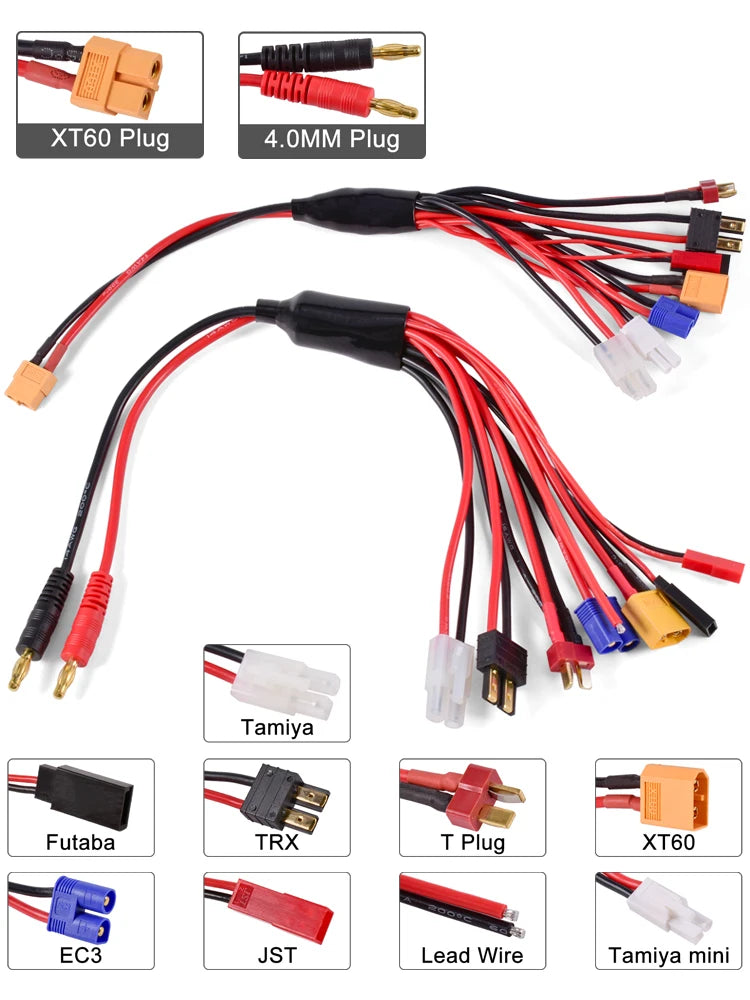 RC Charger Adapter Connector 8 In 1 Charger 4.0mm Banana/XT6