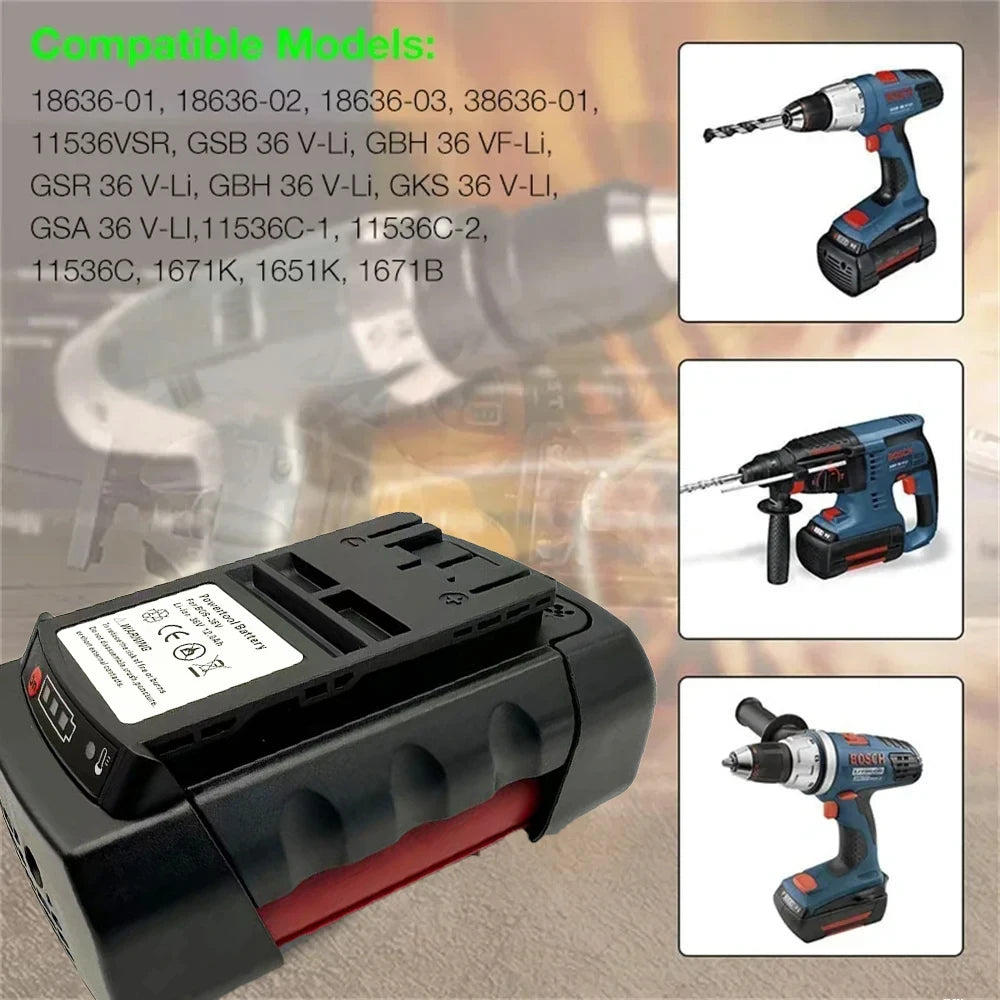 For BOSCH 36V Charger Rechargeable Batteries Li-ion Replacem