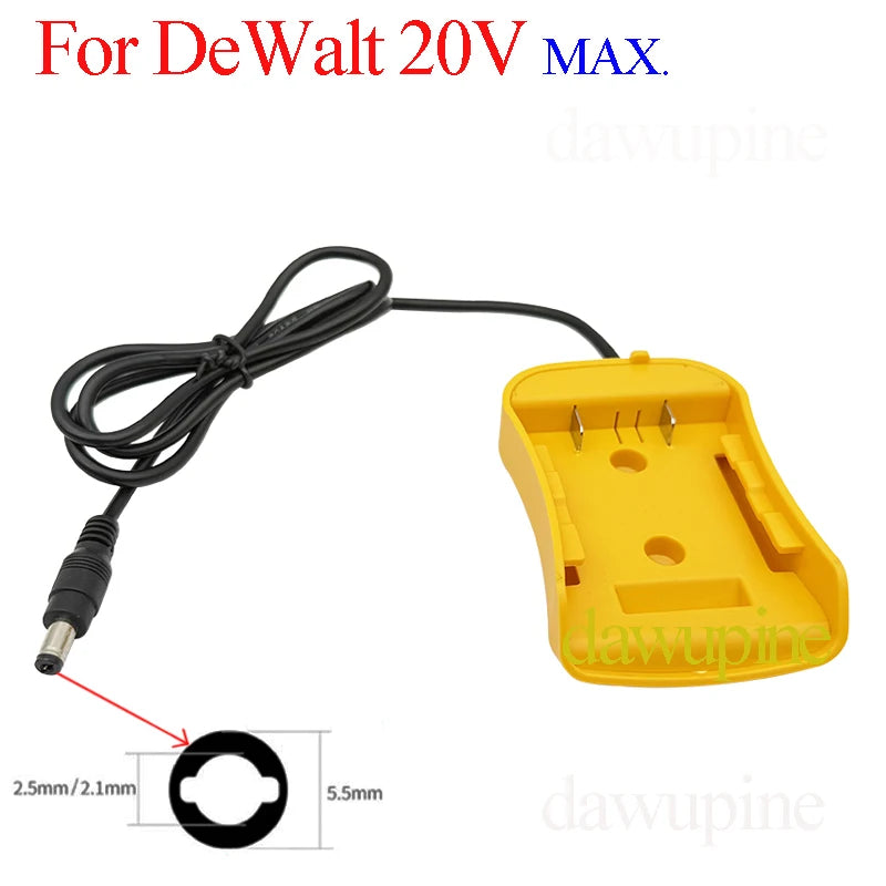 Tool Parts For DeWALT 18V Lithium Battery 20V External Power Supply Mount DIY Connector Adapter Dock Holder Wire DC Car Lighter