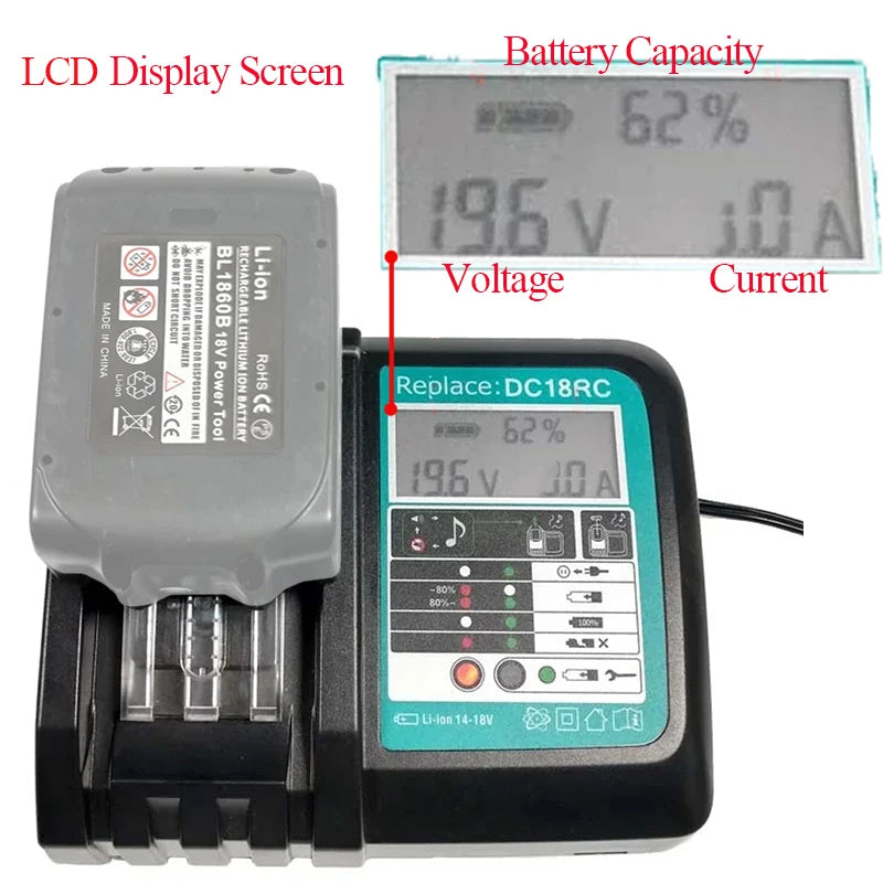 DC18RC Li-ion Battery Charger For Makita 14.4V 18V BL1830 Bl