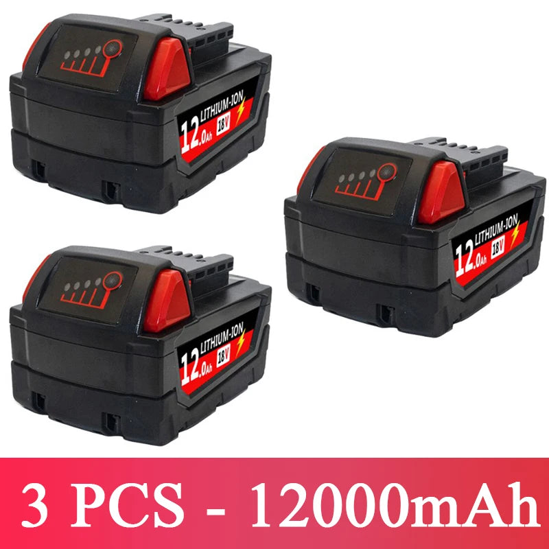 For Milwaukee M18 Power Tool Battery Charger BR XC 18V Milwaukee M18B5 48-11-1860 Built-in 18650 Battery 6.0Ah/9.0Ah/12.0Ah