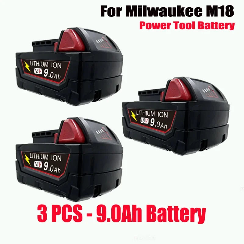 New Style For Milwaukee M18 Power Tool Battery Charger 18V 6000mAh M18B5 48-11-1860 18650 Battery 6.0Ah 9.0Ah 12.0Ah