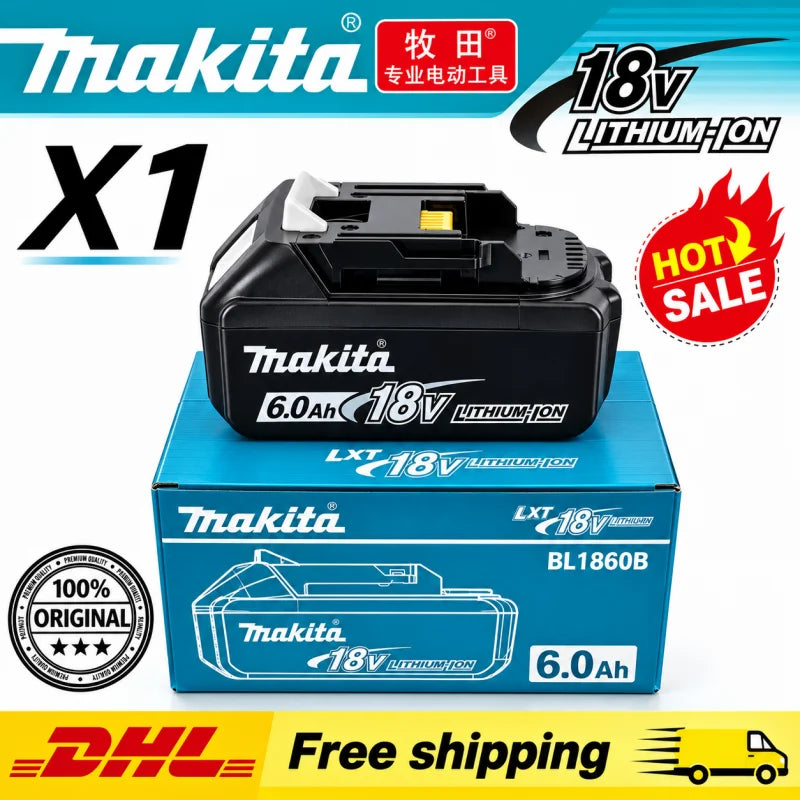 Genuine BL1860B 18V 6.0Ah Li-ion Battery for Makita 18V LXT 