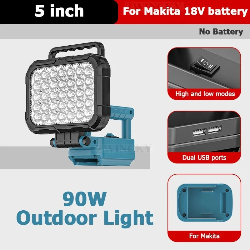 For Makita 18V Li-ion Battery Tool Accessories LED Working Light Lamp Flashlight Torch Spotlight Emergency Tool Light No Battery