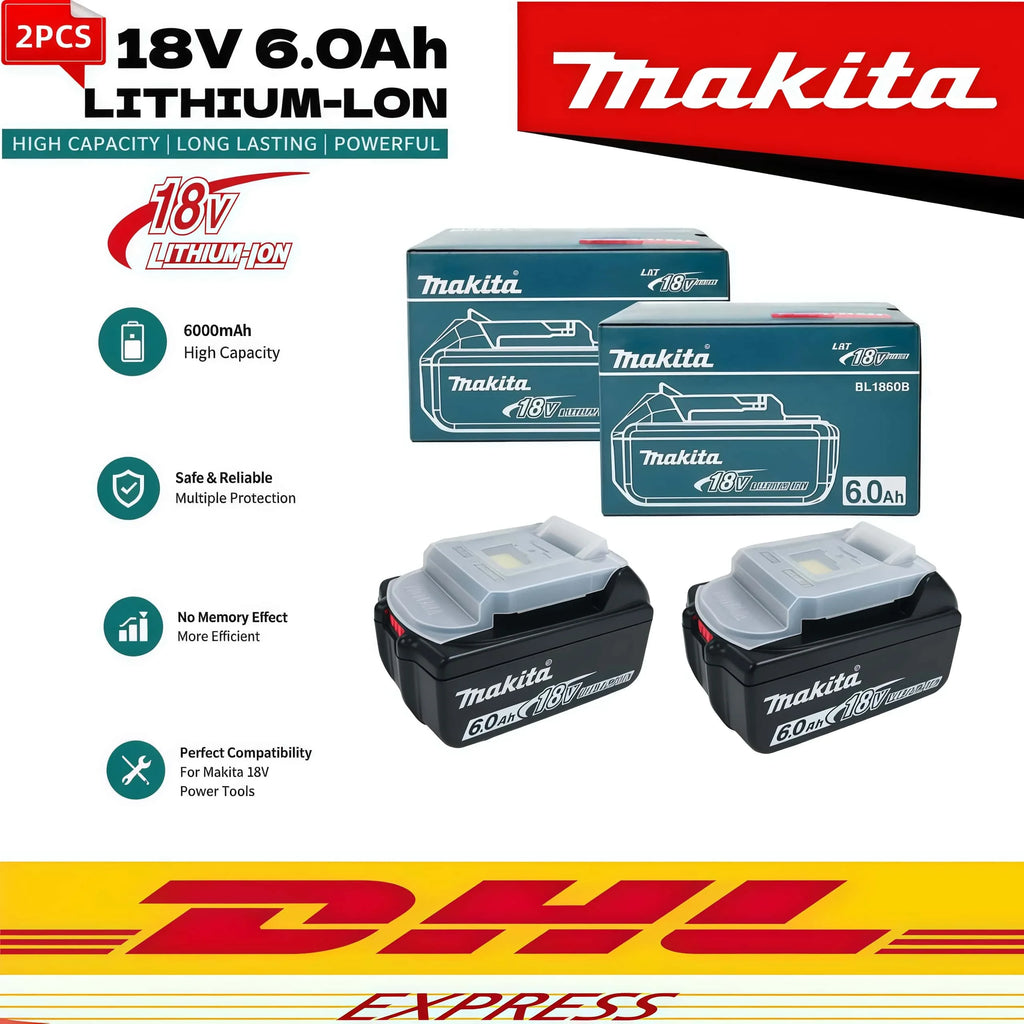 Genuine 6AH Makita BL1860B 6Ah Battery Power Tools Li-ion Replacement LXT BL1850 BL1840 for 18V Screwdriver with BMS 18V Battery