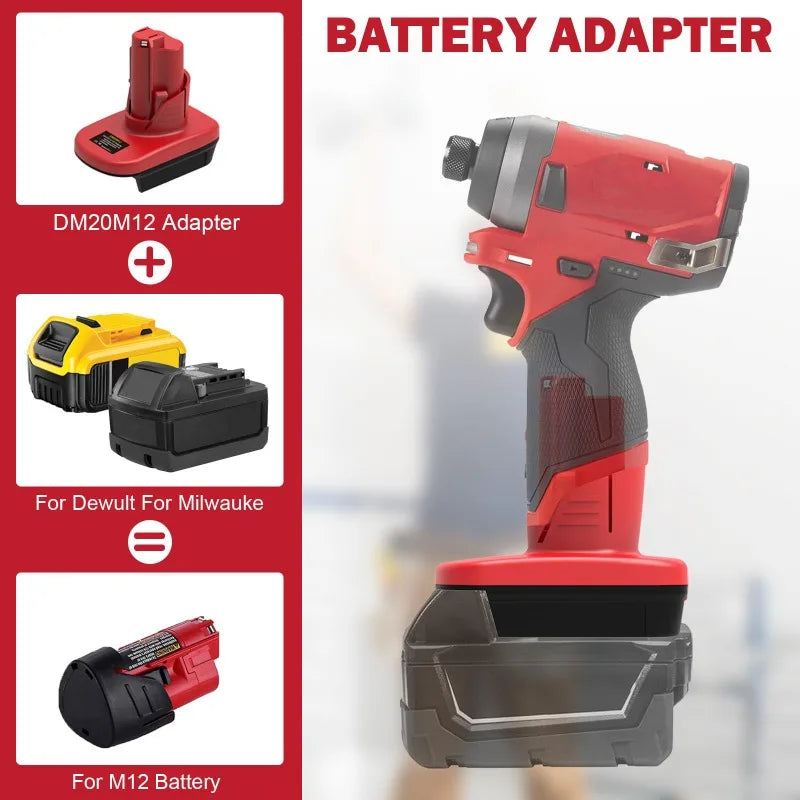 DM20M12 MT18M12 Adapter for Milwaukee/DeWalt/Makita 18V/20V 