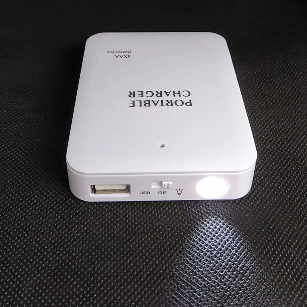 4 AA Portable Charger USB Battery Power Bank LED Light Outdo