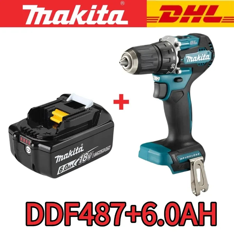 100% brand new Original Makita DDF487 Cordless Driver Drill Brushless Electric Impact Screwdriver 18V Rechargeable Power Tool