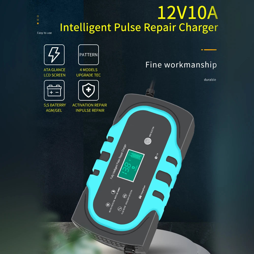 140W 10A 12V Car Battery Chargers EU Plug Adapter 100V-240V 